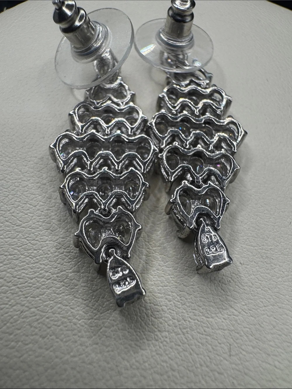 Crystal or CZ  Teardrop Cluster Dangle Earrings - Sterling Silver 925 statement